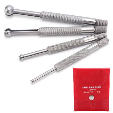 Juego de 4 calibres telescópicos con bolas completas para medir agujeros y ranuras de 3 a 13 mm.