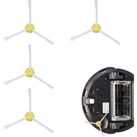 Juego de 4 cepillos laterales de repuesto para aspiradoras robot iRobot 800, 900, XU, series 850, 860, 870, 871, 880, 890, 960 y 980 - KZQ