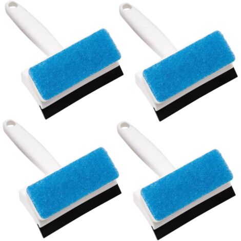 Juego de 4 cepillos para limpiar paredes, herramienta para azulejos, espejos y baños, mango ergonómico para un uso fácil, elimina las marcas.