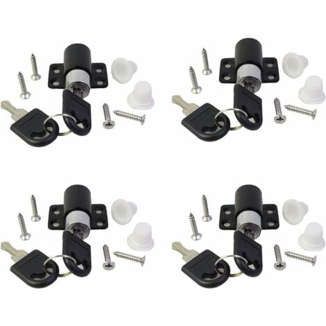 Juego de 4 cerraduras de seguridad con llave, cerradura para puerta corredera, perno para patio, limitador antirrobo, negro
