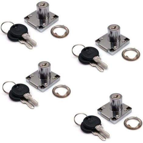 Juego de 4 cerraduras para armarios y cajones con 2 llaves, cilindro de cerradura para muebles, cerradura de leva de aleación de zinc para puertas, armarios, cajones, buzones (22 mm)