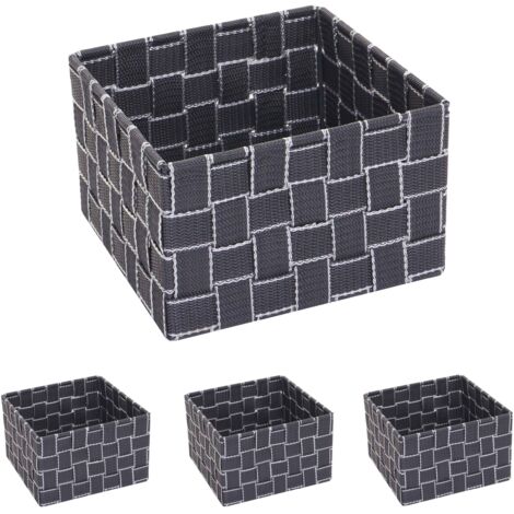 Juego de 4 cestas de almacenaje HHG-258, cesta decorativa cesta de almacenaje estantería Deco 12x19x19cm, gris oscuro