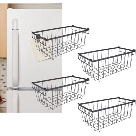 Juego de 4 cestas metálicas para congelador con asa, de acero, dimensiones 37 x 18 x 15,5 cm, para una organización y almacenamiento óptimos.