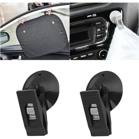Juego de 4 clips de ventosa para coche, soporte de ventosa para ticket de aparcamiento, clip de ventosa reutilizable para ventana de coche (Negro)