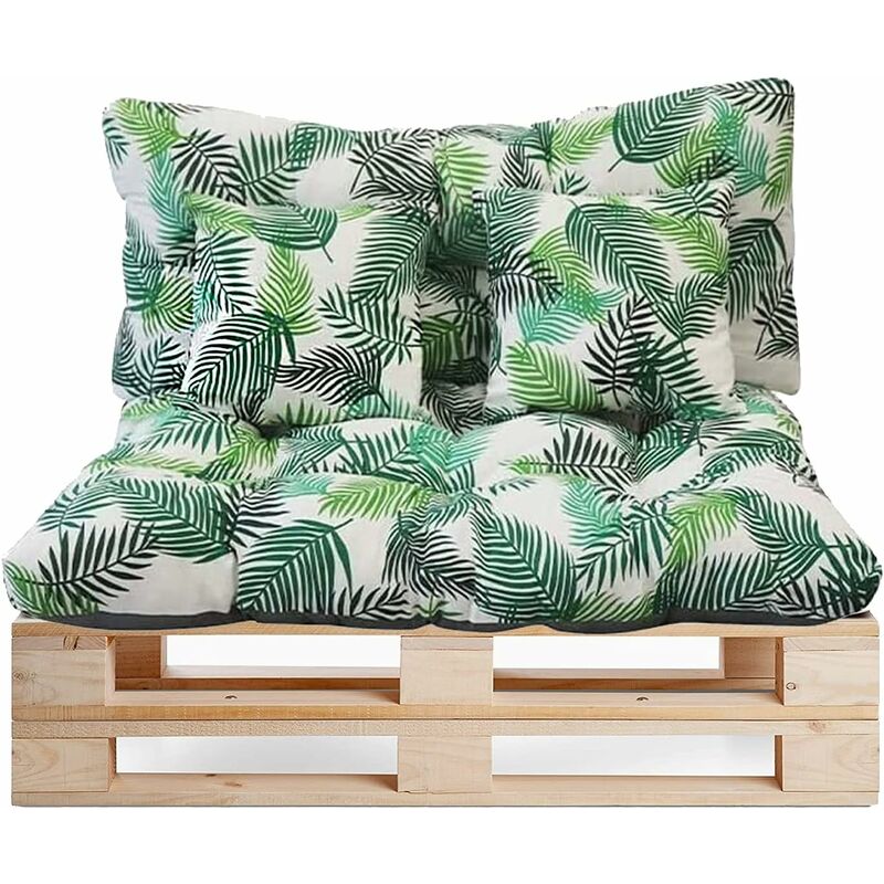 

Bravo Home - Juego de 4 cojines para sofá Paleta Interior/Exterior - Asiento 120 x 80 x 10 cm + Respaldo 120 x 50 x 10 cm + 2 cojines cuadrados
