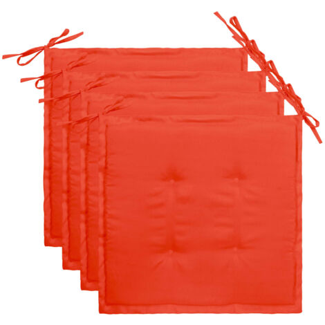 juego de 4 cojines para sillas de jardín 100% poliéster impermeable rojo 40x40x3 cm DEC021721