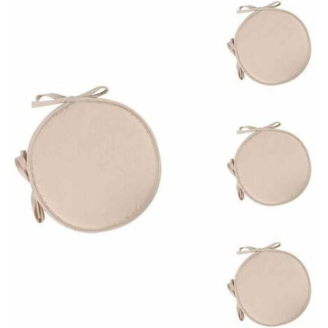 Juego de 4 cojines redondos para silla, para comedor, jardín, hogar, oficina, cocina (beige).