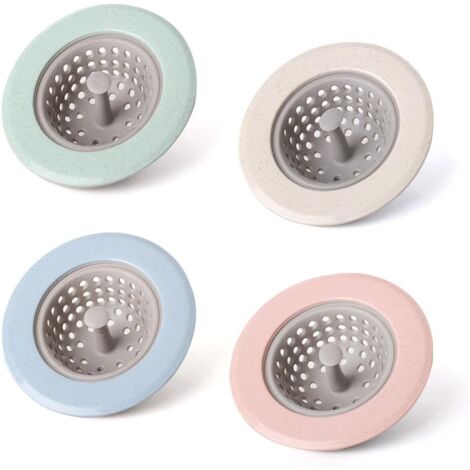 Juego de 4 coladores de silicona para fregadero de cocina, anchos y con borde ancho, de 4,5 pulgadas de diámetro.