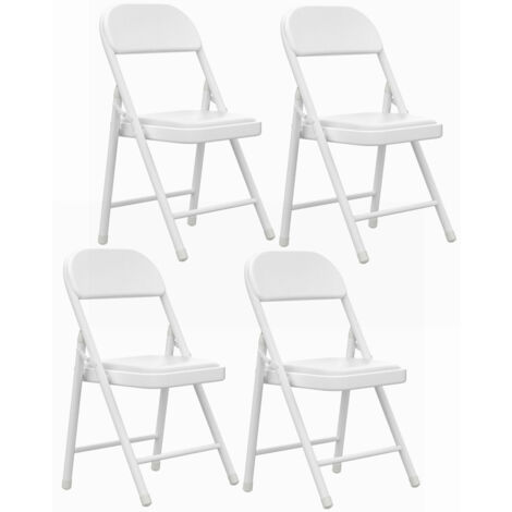 Juego de 4 Cómoda sillas Plegables de Cuero Blanco