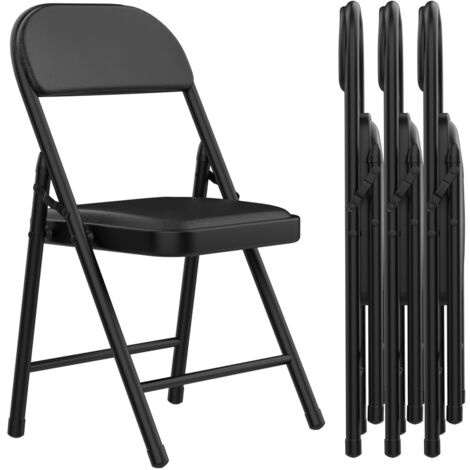 Juego de 4 Cómoda sillas Plegables de Cuero Negro