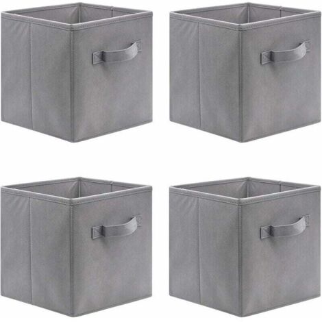 Juego de 4 cubos de almacenaje plegables, 31 x 31 x 31 cm, cajas de almacenaje abiertas de tela no tejida, cajón de tela, para juguetes y ropa