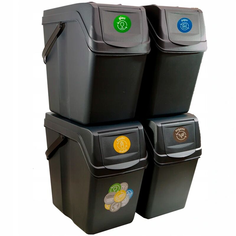 

Juego de 4 cubos de reciclaje 100L Prosperplast Sortibox de plastico en color antracita