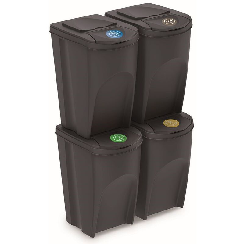 

Juego de 4 cubos de reciclaje 140L Sortibox de plastico en color antracita - Prosperplast