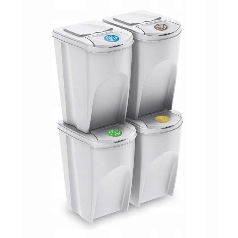 

Juego de 4 cubos de reciclaje 140L Sortibox de plastico en color blanco - Prosperplast