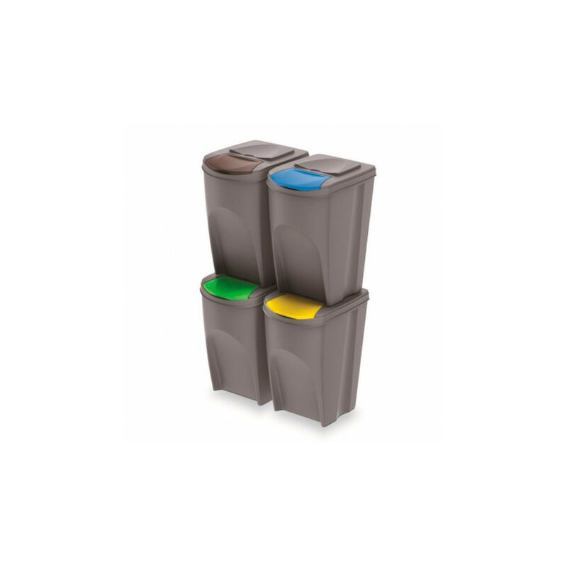 

Juego de 4 cubos de reciclaje 140L Prosperplast Sortibox de plastico en color gris Gris