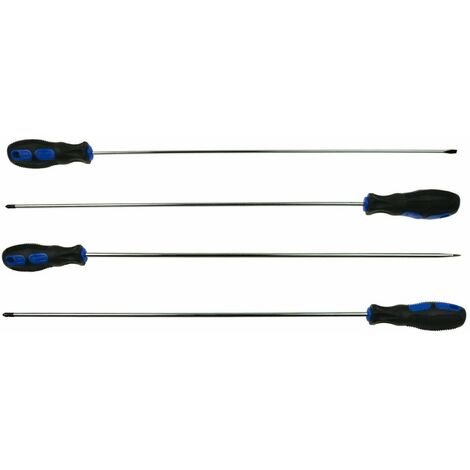 Juego de 4 destornilladores largos planos y estrella 450 mm