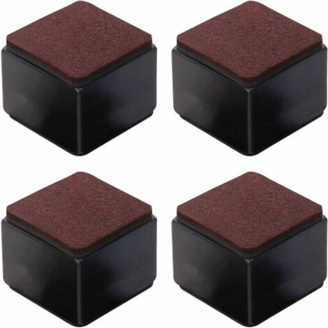 Juego de 4 elevadores autoadhesivos de acero al carbono para muebles - 50 mm de altura para camas, sofás, armarios - Cuadrados negros