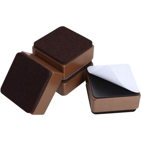 Juego de 4 elevadores de muebles de acero al carbono, 3 cm de alto, elevadores de cama de 6 cm de alto, elevadores de muebles (cuadrados marrones)