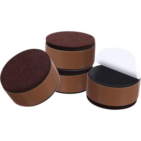 Juego de 4 elevadores de muebles de acero al carbono, 3 cm de alto, elevadores de cama de 6 cm de alto, elevadores de muebles (redondos marrones)
