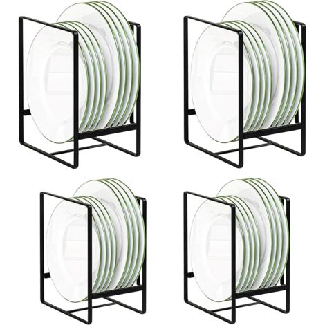 Juego de 4 escurridores de platos, soportes para platos, organizador, rejillas de secado verticales, estante para platos para armario de cocina, encimera, gabinete (negro)