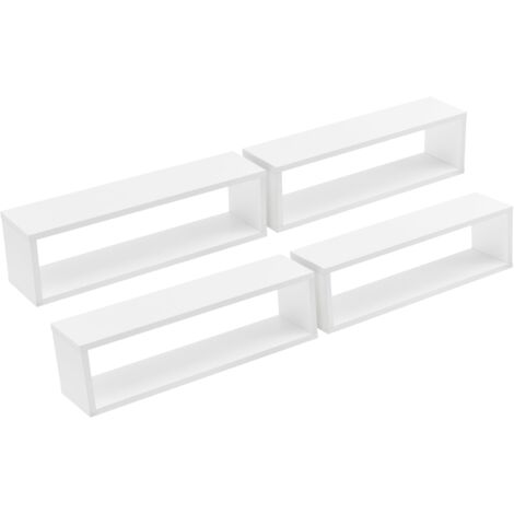 Juego de 4 estantes de pared de diseño Juego de elegantes estantes flotantes Montaje horizontal o vertical Capacidad de carga 7 kg 59 cm blanco mate 030005800