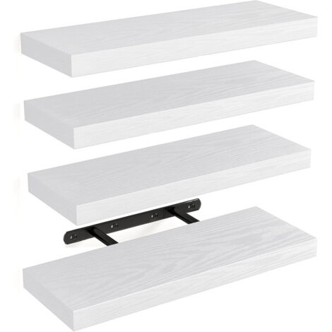 Juego de 4 estantes flotantes de pared de madera para baño, sala de estar, dormitorio, cocina y oficina