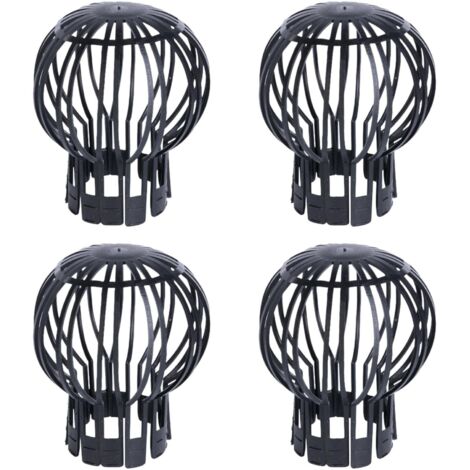 Juego de 4 filtros antiobstrucción para canalones, negros, ligeros y robustos, para desagües de tejados y suelos, balcones y azoteas.