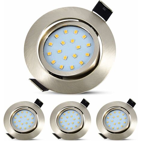 Juego de 4 Focos LED Empotrables, 5W LED Focos Empotrables de Techo, 40° Orientable, Iluminación hasta 120°, Ultraplanos 28mm Grosor, Blanco Neutro 4500K [Clase de eficiencia energética F]
