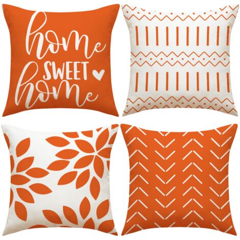 Juego de 4 fundas de almohada decorativas naranjas de 45x45 cm para almohadas de exterior
