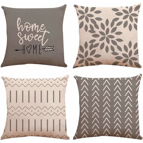 Juego de 4 fundas de almohada decorativas para sofá, fundas de almohada decorativas para sofá, fundas de almohada de lino para exteriores, decoración para dormitorio, sofá, silla, cama, jardín, 45 x 4
