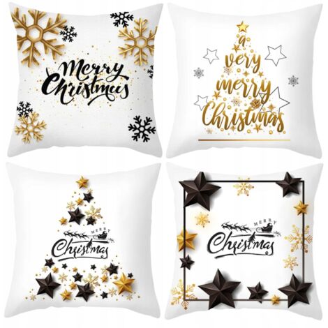 Juego de 4 fundas de almohada navideñas decorativas, 40x40 [P-Z8]