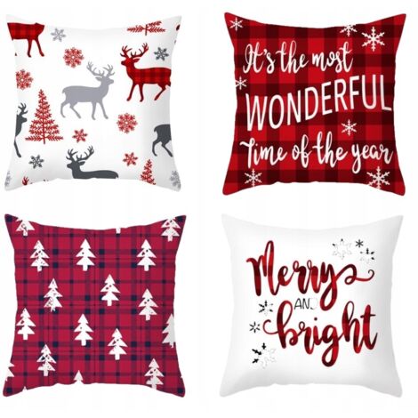 JUEGO DE 4 FUNDAS DE ALMOHADA NAVIDEÑAS [P-Z10]