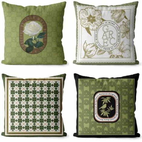 Juego de 4 fundas de cojín/almohada decorativas de 45x45 cm para sofá, dormitorio, sillón, cama, jardín (verde vintage)