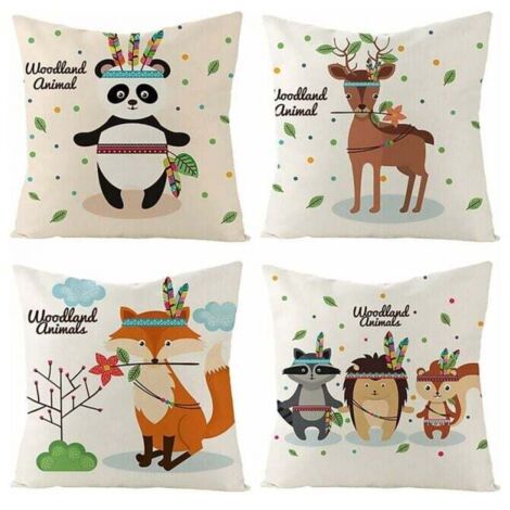 Juego de 4 fundas de cojín de lino de 45 x 45 cm, fundas decorativas para sofá, decoración de sofá de exterior para dormitorio, habitación infantil, silla, cama y jardín.