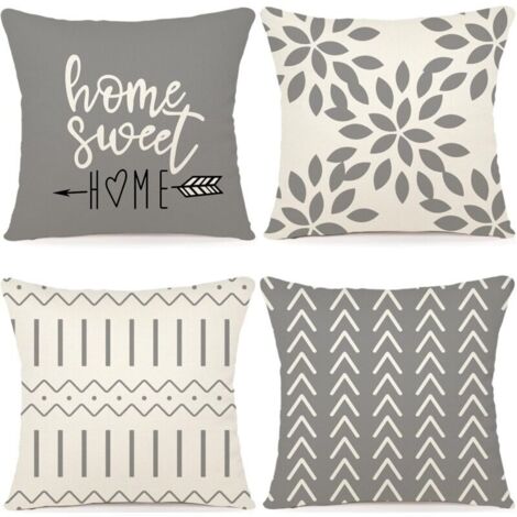 Juego de 4 fundas de cojín decorativas para sofá, cojines decorativos de lino para exterior, para dormitorio, sofá, silla, cama y jardín, 45 x 45 cm, gris