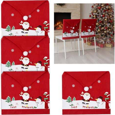 Juego de 4 fundas navideñas para respaldos de sillas, fundas para sillas con diseño de muñeco de nieve, decoraciones navideñas.