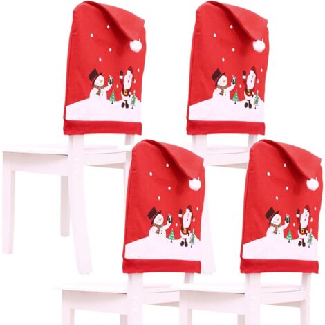 Juego de 4 fundas navideñas para respaldos de sillas: perfectas para tu hogar. Fundas navideñas para respaldos de sillas (60 x 49 cm)
