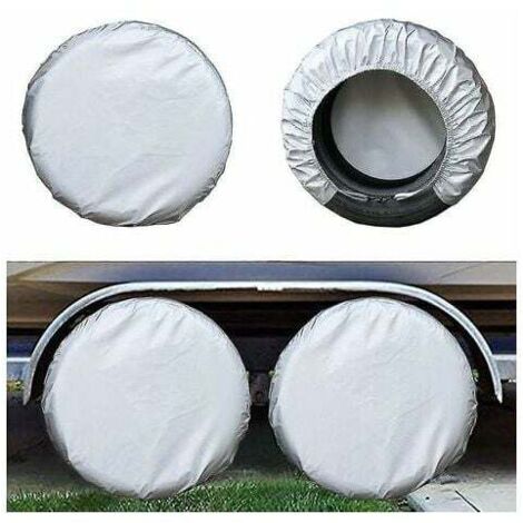 Juego de 4 fundas para neumáticos de remolque con protección anticorrosión, impermeables, para rueda de repuesto, para caravana, color plateado S