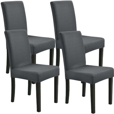 Juego de 4 fundas protectoras elásticas para silla color gris oscuro 030010651