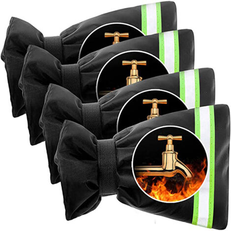 Juego de 4 fundas reutilizables, resistentes a las heladas y aislantes para grifos de exterior con tiras reflectantes para clima frío (verde)