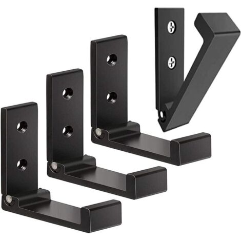 Juego de 4 ganchos de pared plegables: ganchos invisibles para abrigos, gancho de pared de aluminio, gancho de pared de aleación de aluminio, ganchos plegables de 90°, color negro