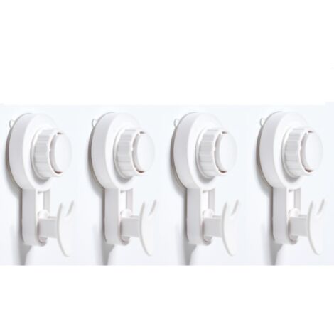 Juego de 4 ganchos de pared reutilizables, con capacidad de carga de 5 kg, con ventosa para toallas, albornoces, abrigos y paños de cocina. Gancho de cocina de plástico blanco con ventosa.