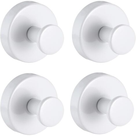 Juego de 4 ganchos de ventosa de acero inoxidable, sin necesidad de taladrar, aptos para baño, cocina, cristal y azulejos (4 unidades, blancos).