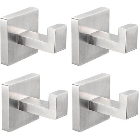 Juego de 4 ganchos para toallas y pañuelos, ideales para baños, salas de estar, dormitorios, cocinas y armarios. Ganchos y perchas resistentes de acero inoxidable para albornoces, toallas y chaquetas 