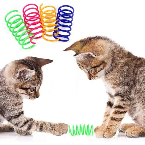 Juego de 4 juguetes de primavera coloridos para gatos, juguetes interactivos para gatos, juguetes flexibles para saltar, juguetes para masticar para gatos