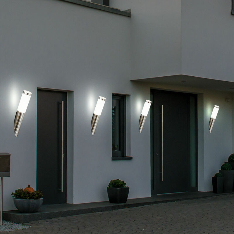 

Juego de 4 lámparas de pared para exteriores de acero inoxidable, focos de camino para jardín, luces de balcón