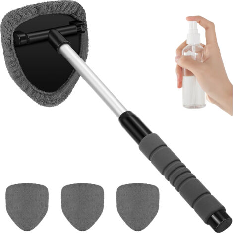 Juego de 4 limpiacristales para coche, con paño de microfibra lavable, botella pulverizadora, paño de limpieza y bolsa de almacenamiento para el coche.