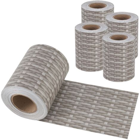 Juego de 4 listones de protección visual de PVC 140 m x 19 cm 26,6 m² gris con aspecto de ratán 030006600