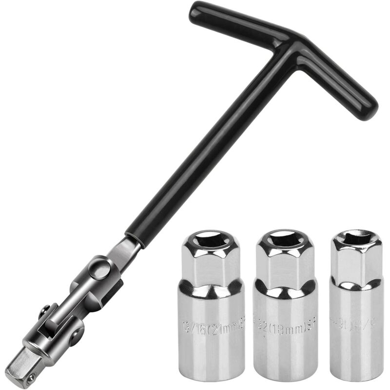 Juego de 4 llaves para bujías de 16/18/21 mm, llave universal para bujías de coche y motocicleta, extractor de bujías, juego de llaves para bujías.