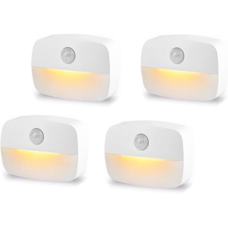 Juego de 4 luces nocturnas LED con sensor de movimiento - Funcionan con pilas - Sensores automáticos para escaleras